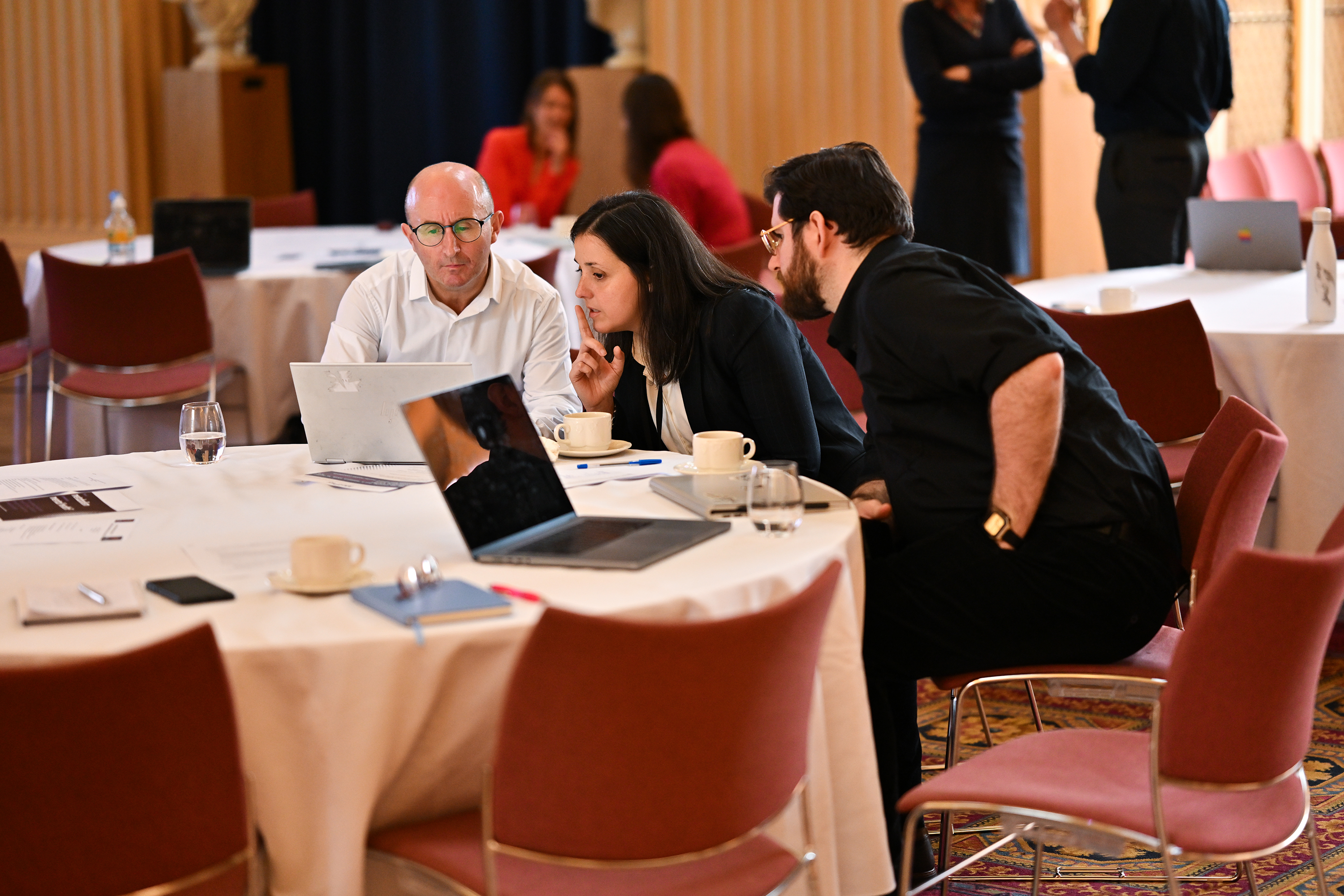 researchers talking