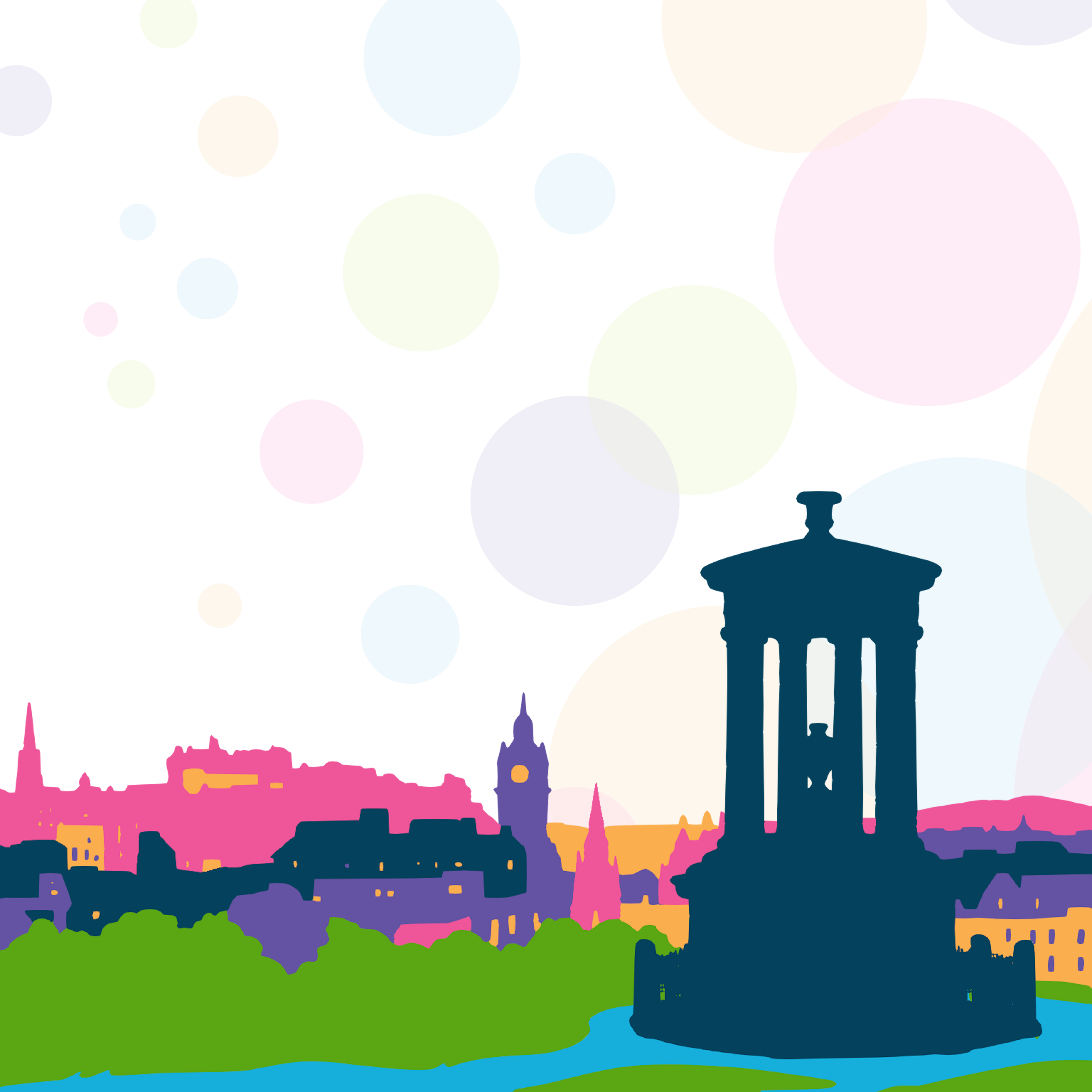 Edinburgh Skyline colourful