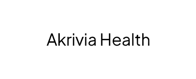 "Akrivia Health" in black text on white rectangle