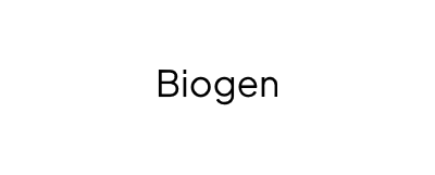 "Biogen" in black text on white rectangle
