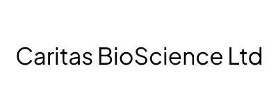 "Caritas BioScience Ltd" in black text on white rectangle