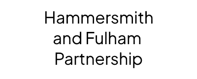 "Hammersmith and Fulham Partnership" in black text on white rectangle