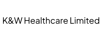 "K&W Healthcare Limited" in black text on white rectangle