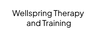 "Wellspring Therapy and Training" in black text on a white rectangle