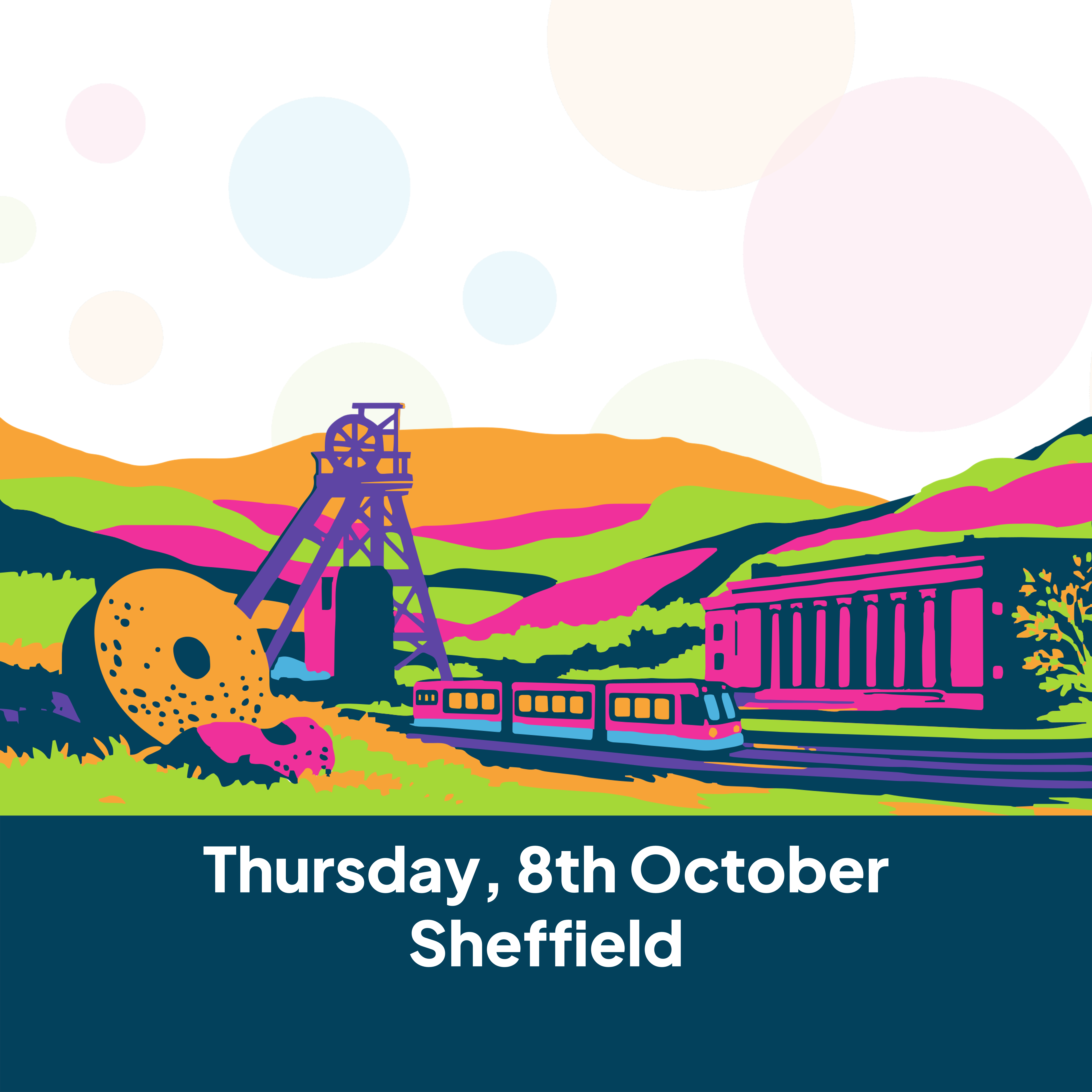 Sheffield skyline save the date in MHP colours
