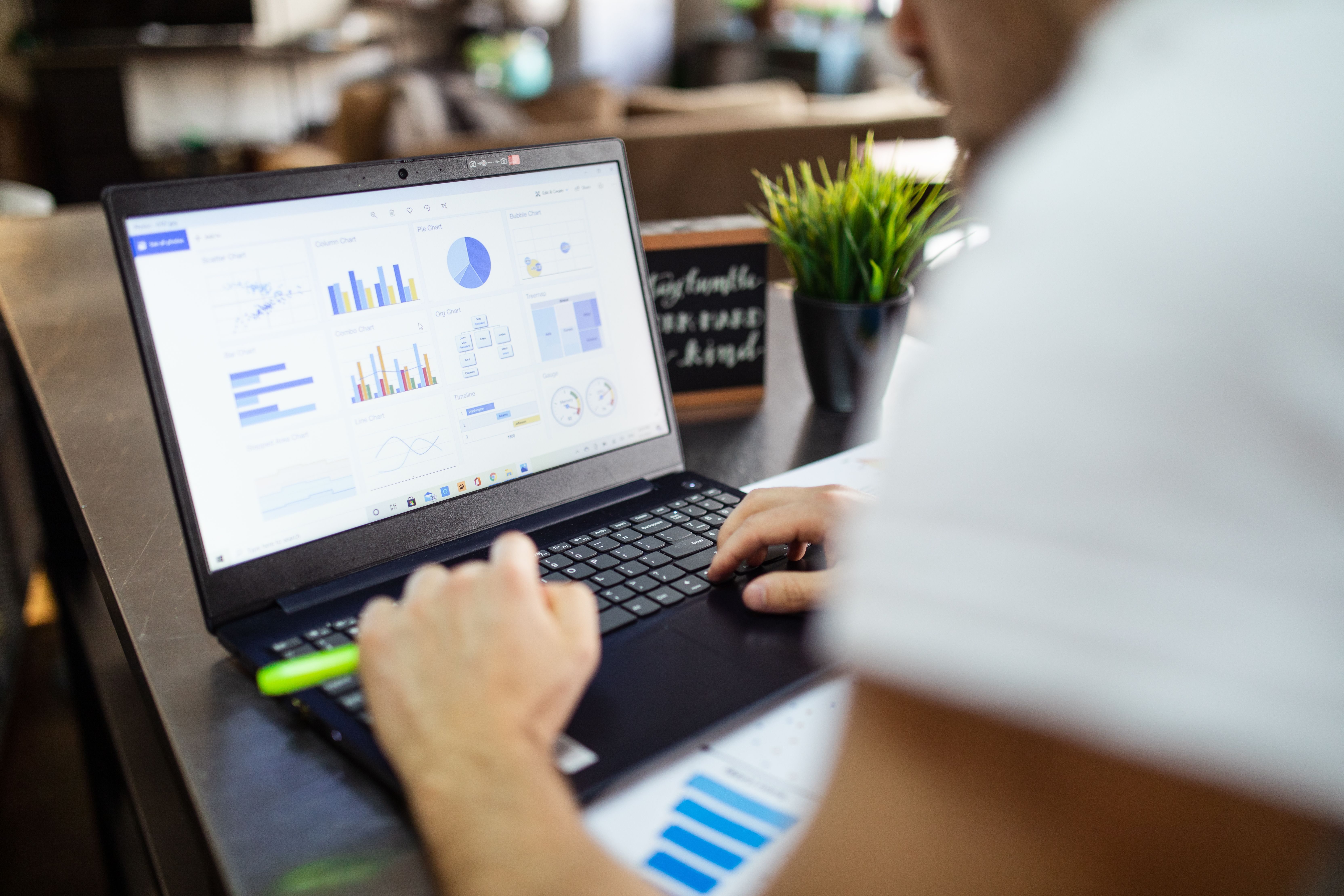 data research on a laptop